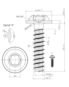 SCHRAUBE FÜR KUNSTSTOFF 6x25 A2