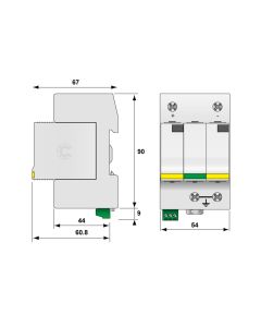 ÜBERSPANNUNGSABLEITER CITEL TYP 1+2, DS50PVS-880G/10KT1, 10KA 2P+G (C480293) FÜR INVERTER FRONIUS SYMO 10 - 20KW